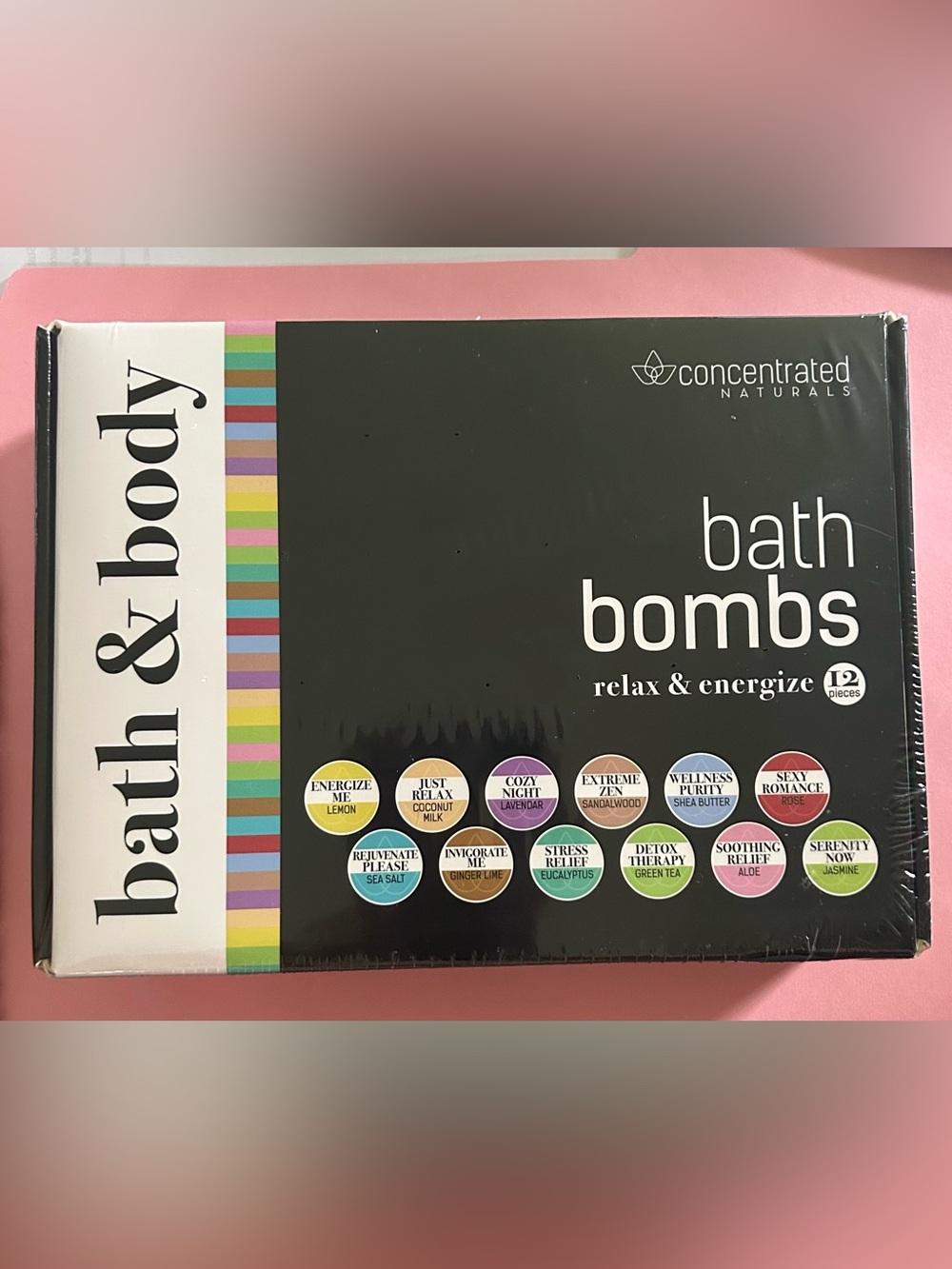 Concentrated Naturals brand for bath & body 12 Bath bombs to relax and energize